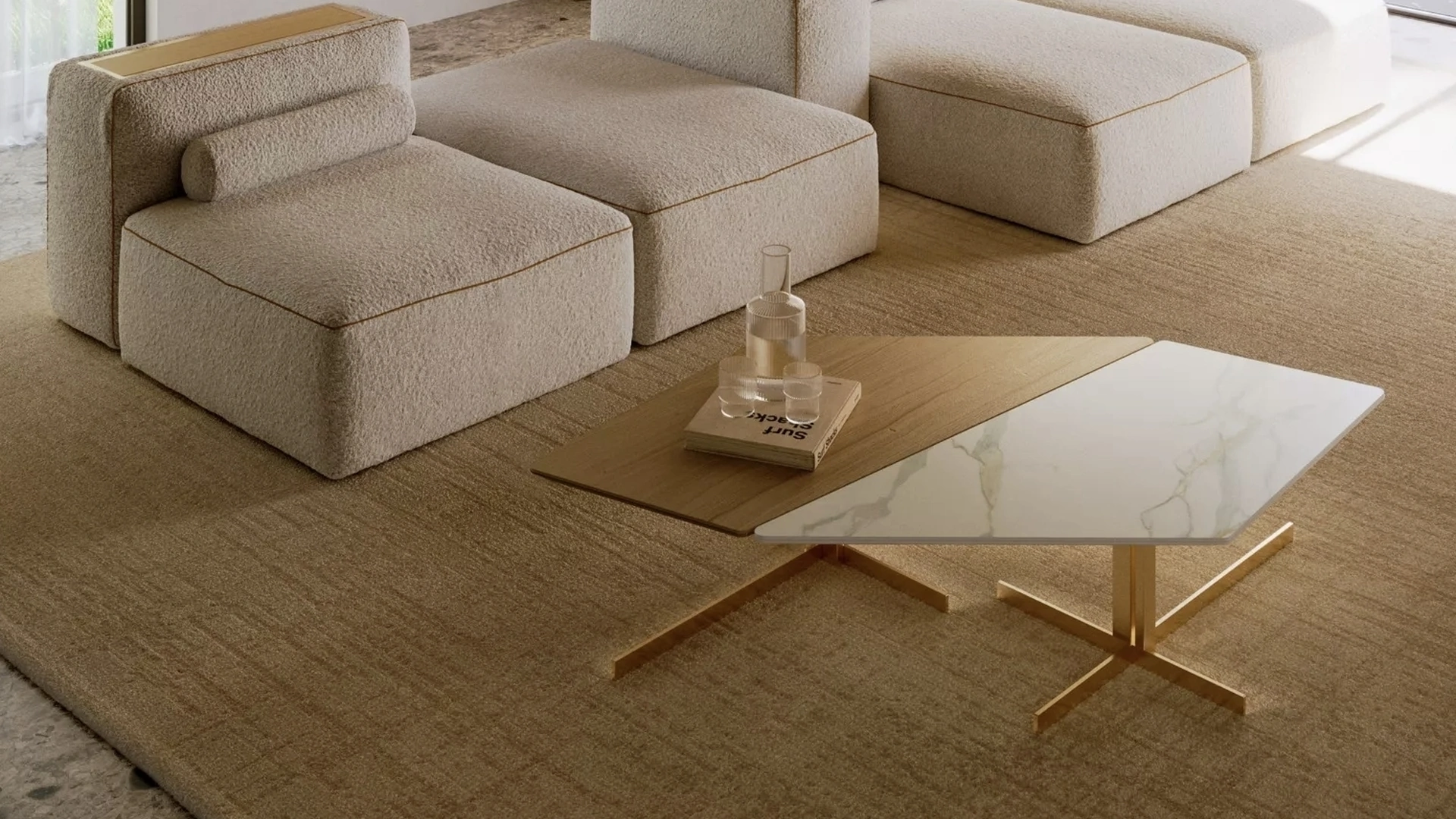 Tavolino Bento in legno e SuperMarmo di Bontempi