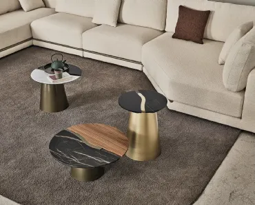 Tavolino Yang in SuperMarmo o SuperMarmo e legno di Bontempi