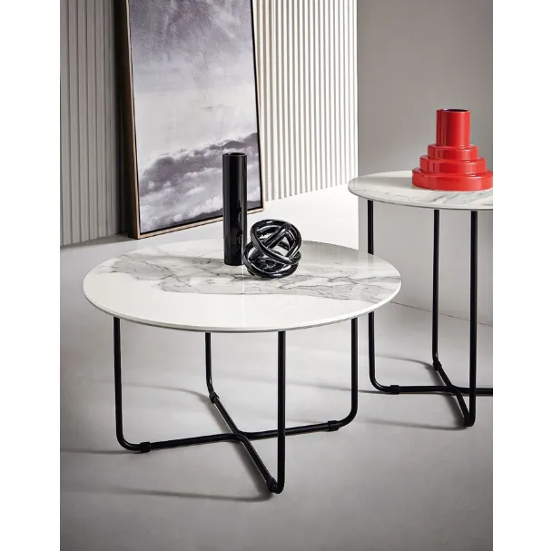 Tavolino in ceramica effetto marmo  Jon di Capodarte