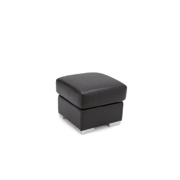 Pouf B198 in pelle imbottita con base in metallo di Bruma