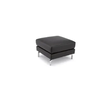 Pouf B201 in pelle con piedi in metallo di Bruma