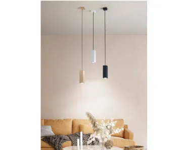 Lampada a sospensione Aloa disponibile in bianco oro e nero di Ondaluce