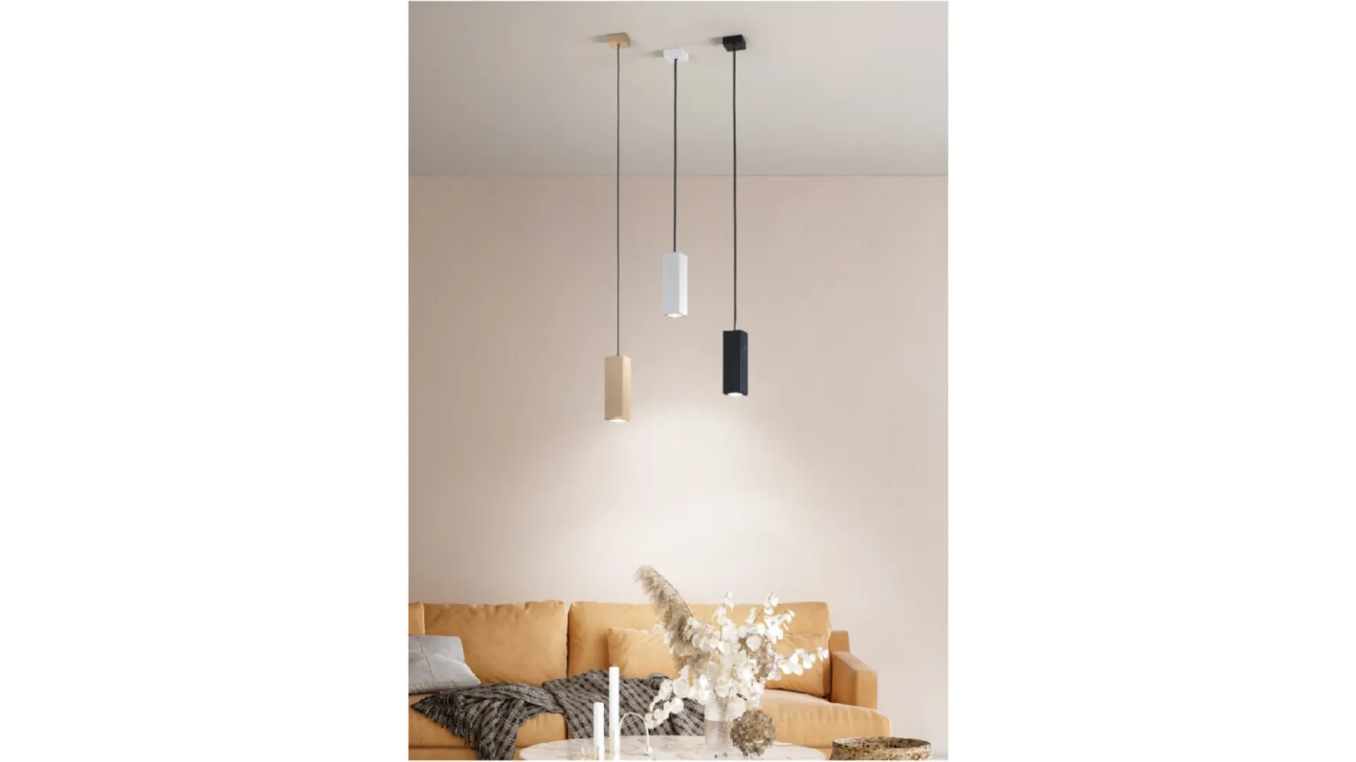 Lampada a sospensione Aloa disponibile in bianco oro e nero di Ondaluce