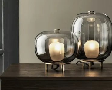 Lampada Blow da tavolo in vetro con base in ottone di Bontempi