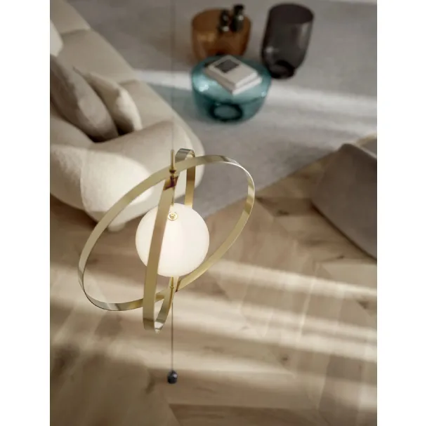 Lampada da terra Papillon Cielo-Terra in acciaio e vetro di Bontempi