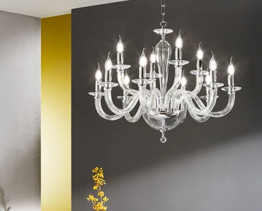 Lampada a sospensione Ravel in vetro di Ondaluce