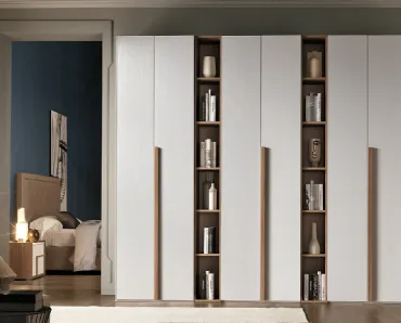 Armadio Abaco City con Libreria finitura Noce Bianco e Naturale di Gierre Mobili