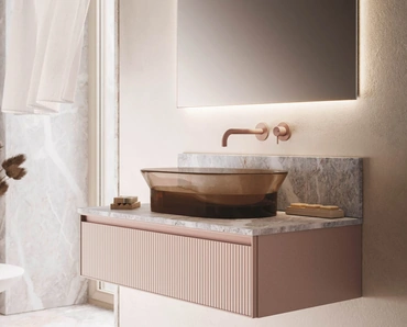 Mobile da Bagno sospeso Absolute 41 in vetro ondulato opaco di Arbi