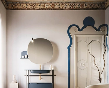 Mobile da Bagno a terra Almond 06 in laccato Blu Lapponia opaco di Arbi