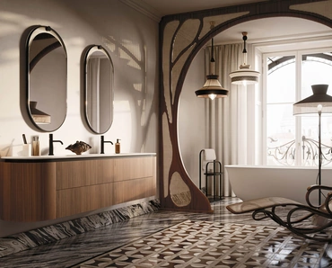 Mobile da Bagno sospeso Almond 07 in Groove Noce Canaletto di Arbi