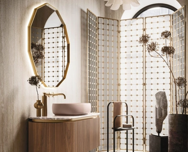 Mobile da Bagno sospeso Almond 10 in Groove Noce Canaletto di Arbi