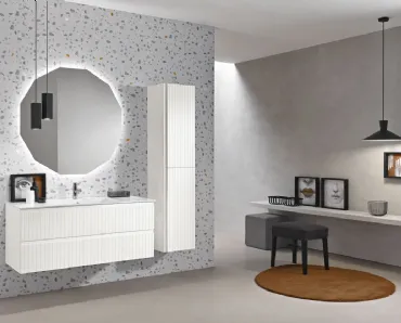 Mobile da Bagno sospeso Artico laccato Bianco opaco con lavabo in mineralmarmo di Bluelife