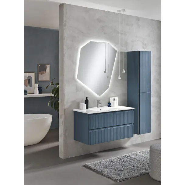 Mobile da Bagno sospeso Artico laccato Blu con lavabo in ceramica di Bluelife