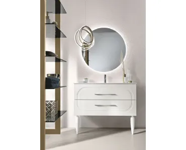 Mobile da Bagno con piedi Caspio laccato opaco Bianco con lavabo in ceramica di Bluelife