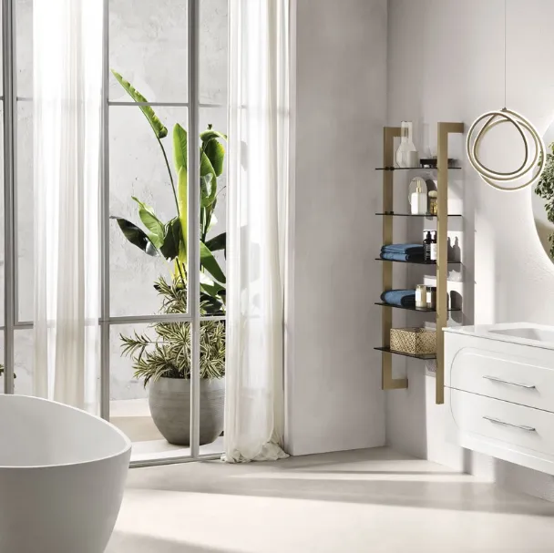 Mobile da Bagno sospeso Caspio laccato opaco Bianco con lavabo in ceramica di Bluelife