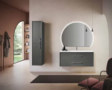 Mobile da Bagno sospeso Classic laccato Antracite con lavabo in mineralmarmo di Bluelife