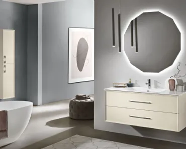 Mobile da Bagno sospeso Classic laccato opaco Avorio con lavabo in mineralmarmo di Bluelife