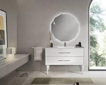 Mobile da Bagno con piedi Classic laccato opaco Bianco con maniglie Cromo di Bluelife