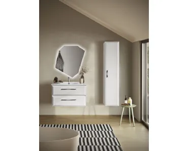Mobile da Bagno sospeso Cleide laccato opaco Bianco con lavabo in ceramica di Bluelife