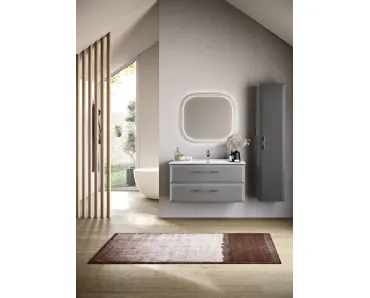 Mobile da Bagno sospeso Cleide laccato Grigio Perla con colonna laccata Antracite di Bluelife