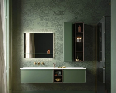 Mobile da Bagno sospeso Decor Green mood in laccato opaco di Arbi