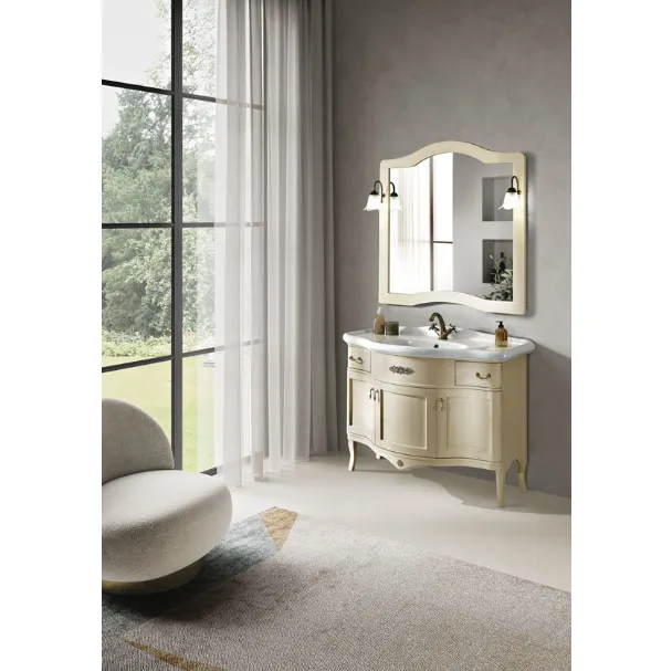 Mobile da Bagno London a 3 ante finitura Avorio striato con lavabo in ceramica di Bluelife