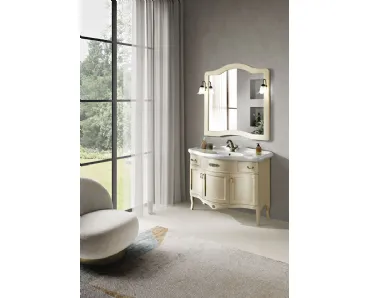 Mobile da Bagno London a 3 ante finitura Avorio striato con lavabo in ceramica di Bluelife