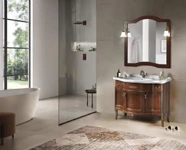 Mobile da Bagno classico a terra London 3 ante in Noce con lavabo in ceramica di Bluelife