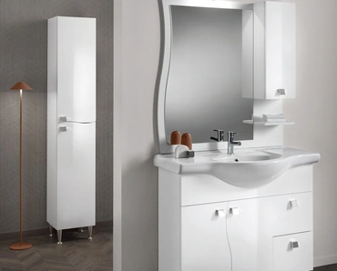 Mobile da Bagno a terra Onda 03 in bianco lucido di Bluelife