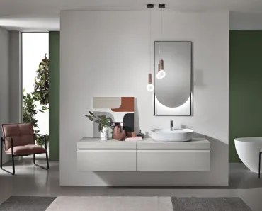 Mobile da Bagno sospeso Rio in PVC cannettato finitura Grigio di Bluelife