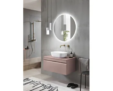 Mobile da Bagno sospeso Rio in PVC cannettato finitura Rosa Polvere di Bluelife