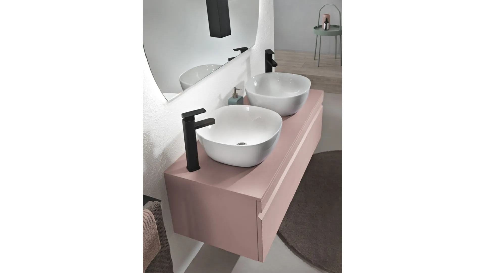 Mobile da Bagno Rio Rosa Polvere con 2 lavabi di Bluelife