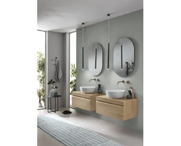 Mobile da Bagno sospeso Rio in PVC cannettato finitura Rovere chiaro di Bluelife