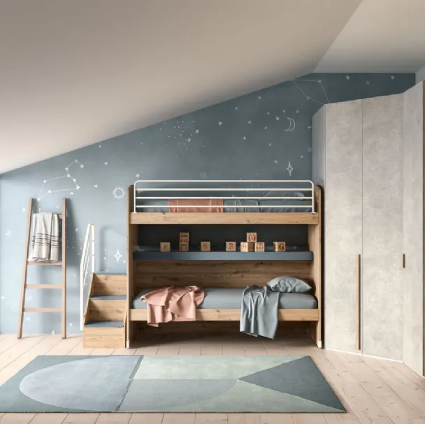 Camera con letto a castello e armadio angolare Room 160 di Zg Mobili