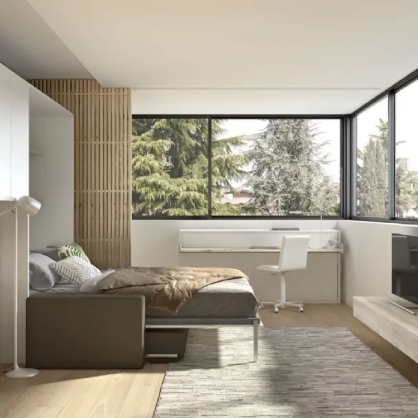 Camera moderna salvaspazio con letto aperto Room 148 di Zg Mobili