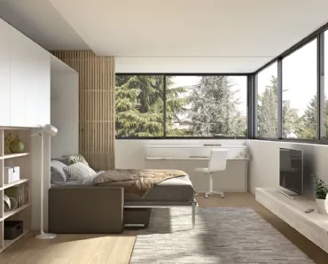 Camera moderna salvaspazio con letto aperto Room 148 di Zg Mobili