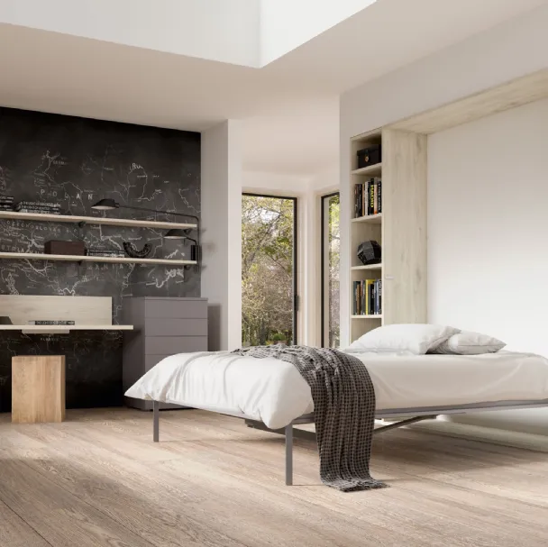 Camera salvaspazio con scrivania e letto aperto Room 150 di Zg Mobili