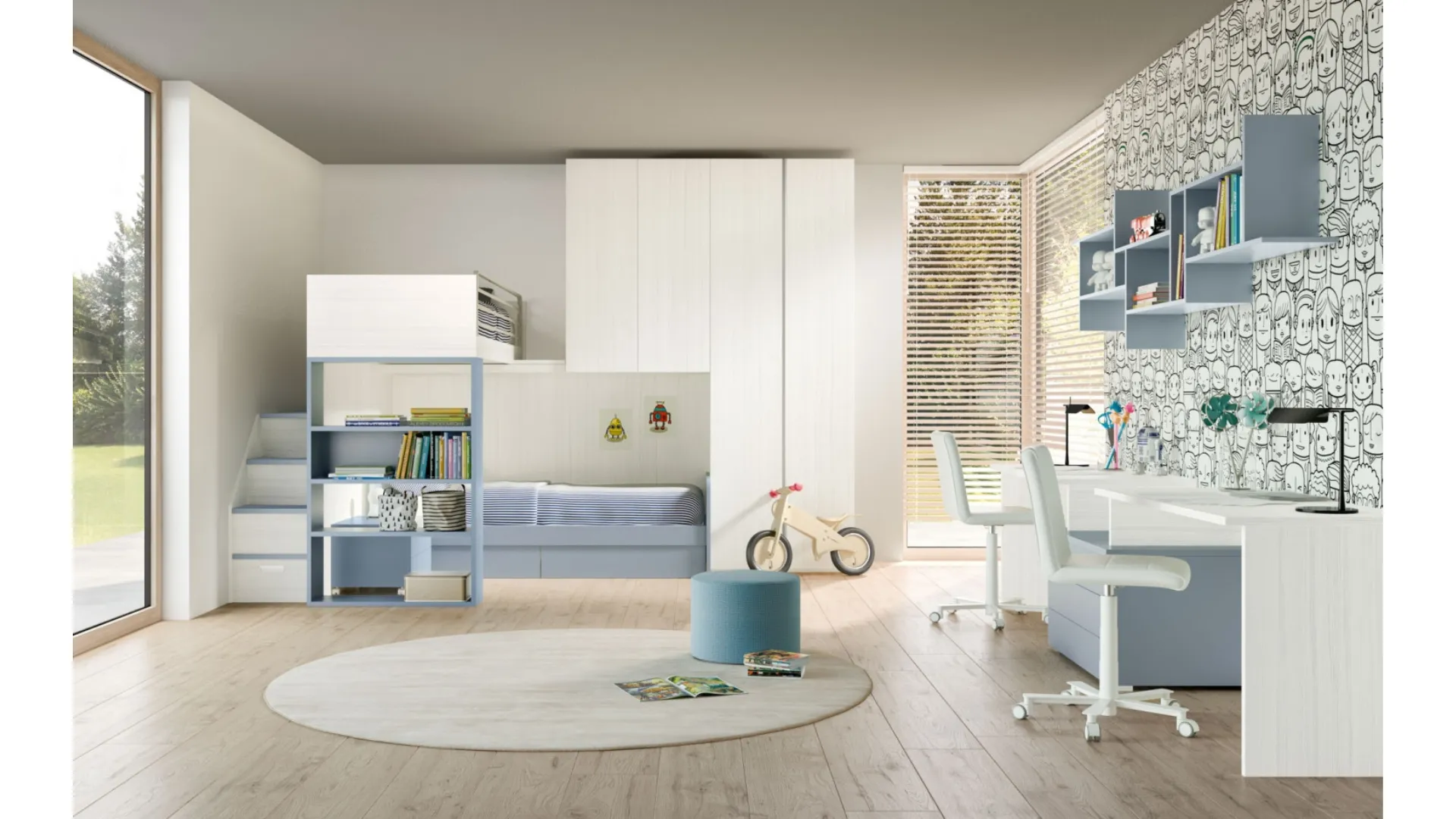 Camera per bambini con soppalco Room 166 di Zg Mobili