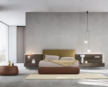 Letto in tessuto con boiserie Suite System 2 di Alf Da Frè