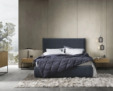 Letto in tessuto imbottito Allen 2 di Alf Da Frè