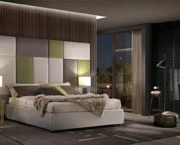 Letto Boiserie Mosaic Maxi in tessuto di Artigianaletti