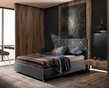 Letto in tessuto con testiera trapuntata a rombi Hope di Artigianaletti