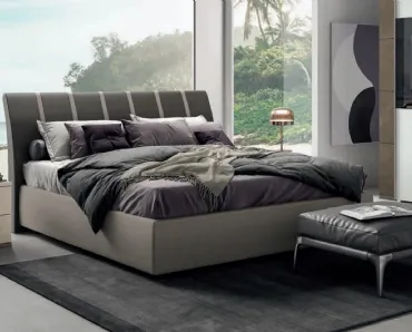 Letto in ecopelle imbottito con testiera Righe di Artigianmobili