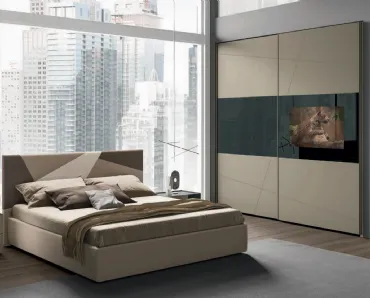 Letto in econabuk con testiera e box contenitore Slim di Artigianmobili