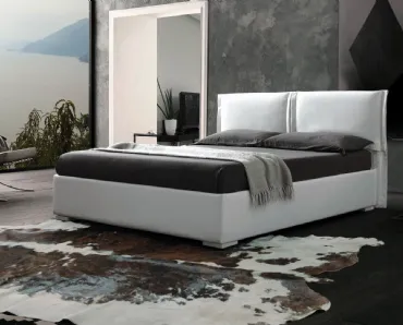Letto in ecopelle con testiera e box contenitore Asia di Ergogreen