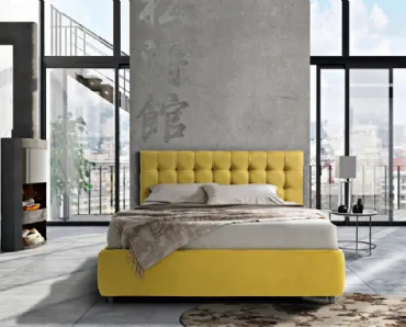 Letto in tessuto giallo con giroletto Eden di Artigianaletti