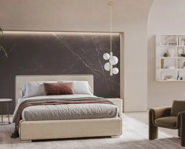 Letto in tessuto imbottito con contenitore salvaspazio Gaia di Ergogreen