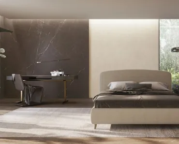Letto in tessuto imbottito con box contenitore Guendalina di Ergogreen