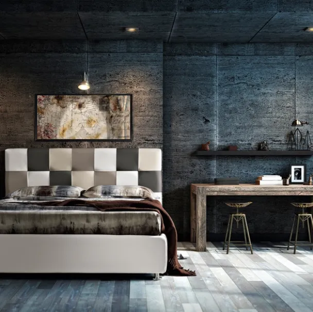 Letto matrimoniale con testiera a scacchiera Fusion di Artigianaletti