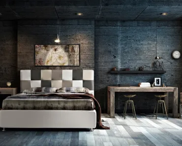 Letto matrimoniale con testiera a scacchiera Fusion di Artigianaletti